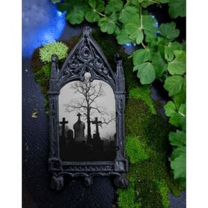 Cemetery Cross Pin Spirituality Tombstone Tree Darkness Decor